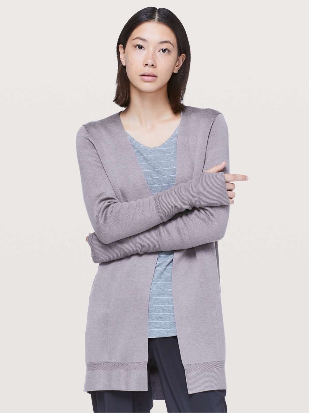 Lululemon City Street Open Cardigan Cashmere Sweater in Mystique Purple, size 4